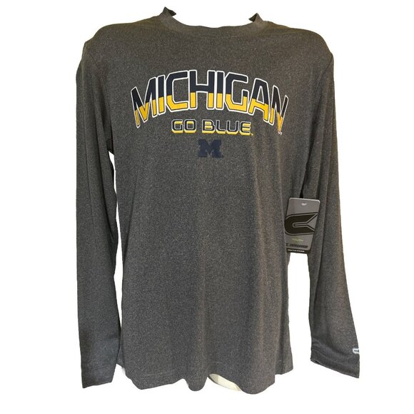 NEW Michigan Wolverines Colosseum Heathered Grey LS Shirt Youth M 12-14 - Picture 1 of 6
